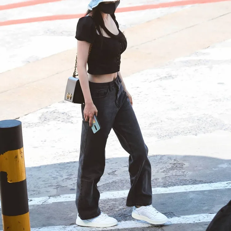 

Women High Waist Wide Leg Jeans Fashion Casual Lady Casual Denim Pants Wild Stylish Female Clothing New