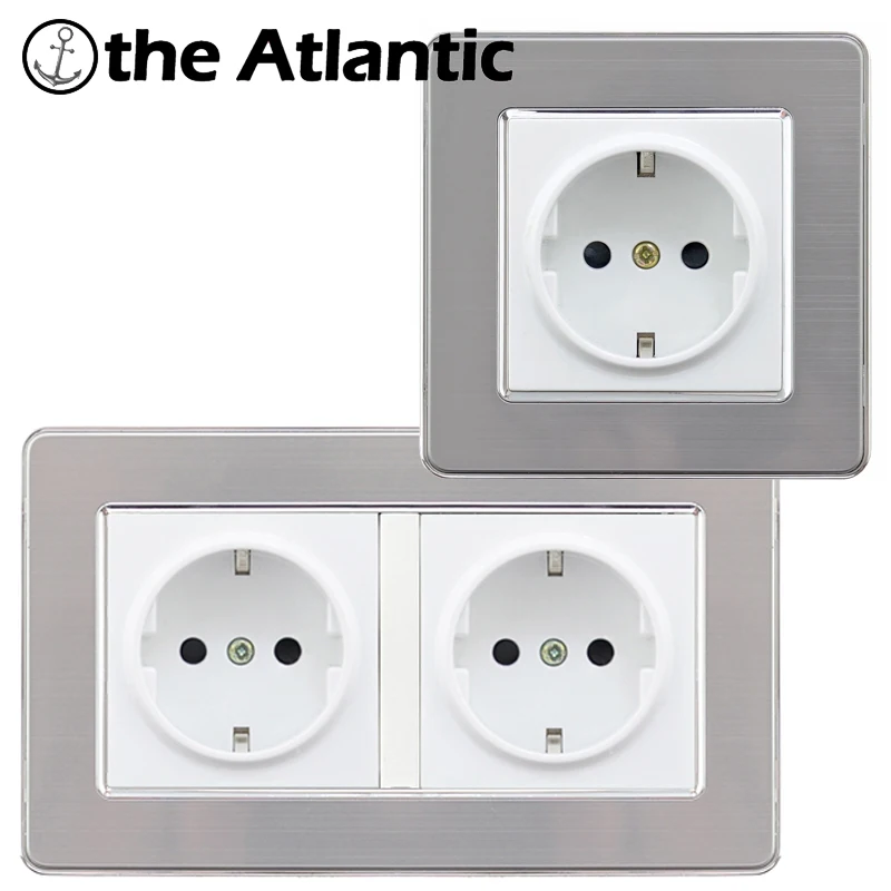 Atlectric ЕС/DE/RU стандартная заземляющая розетка 146 мм* 86 мм штепсельная розетка электрическая розетка из нержавеющей стали