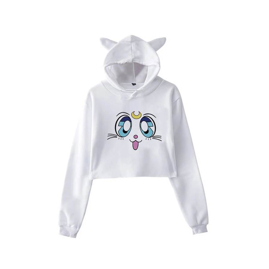 Сейлор Мун Харадзюку Толстовка корейский стиль ulzzang kawaii 90s мультфильм одежда пуловеры новые негабаритные с капюшоном уличная