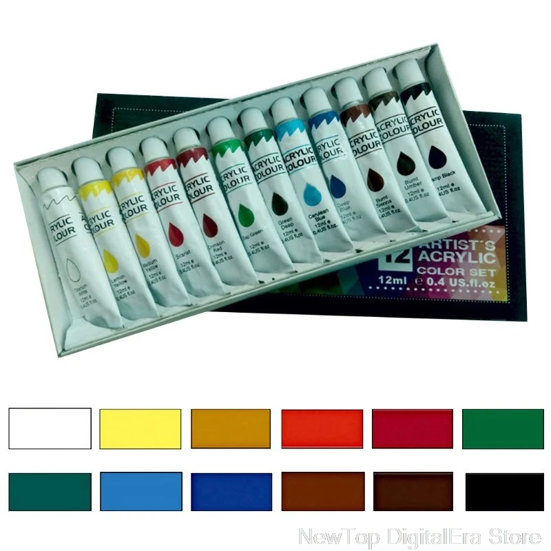 

12 Colors 12ML Tube Acrylic Paint set Art Painting Drawing Tools For Kids DIY Water-resistant Jy13 20 Dropship