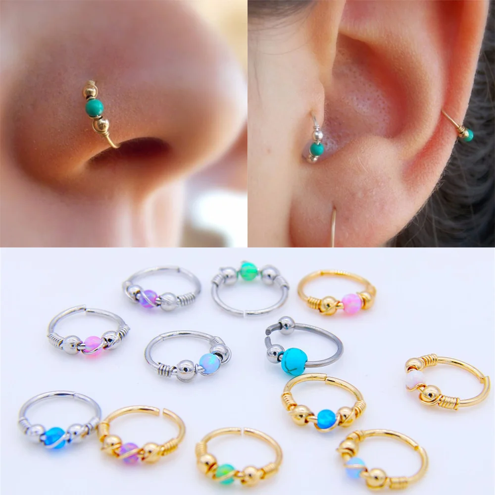 

Personalized Beaded Nose Ring Simple Personality Ear Buckle Nose Buckle Gold Nose Piercing Ring For Hot Girl Fashion Women 2021