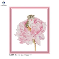 cat in the flower counted cross stitch canvas 14ct and 11ct for embroidery home decor needlework cross stitch kits