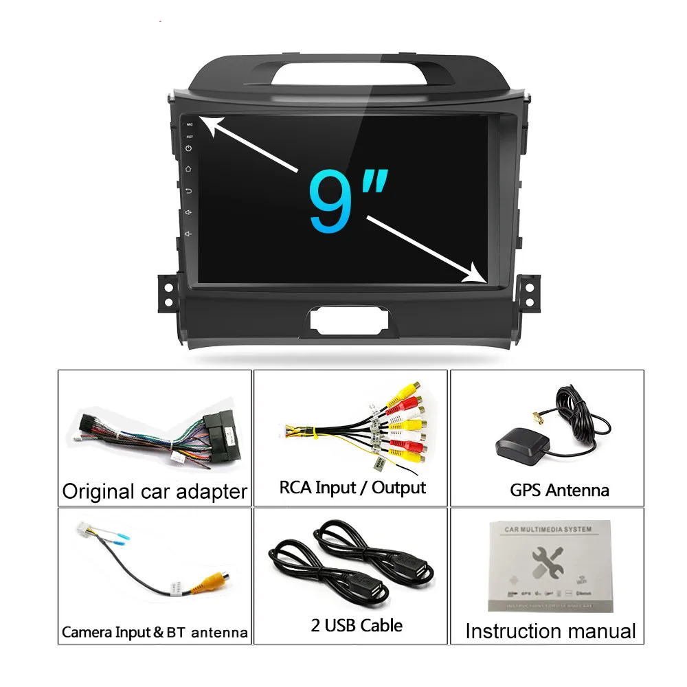 

2Din Android 9.0 auto Radio Multimedia Video Player GPS DVD navigation for KIA Sportage 3 2010 2011-2016 car radio receiver