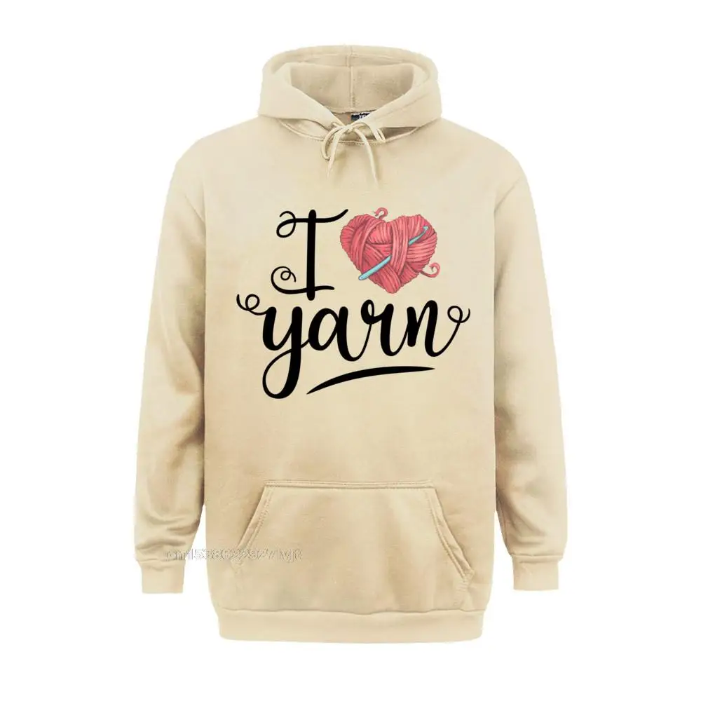 I Love Yarn Knitting Funny Heart Gifts Women Knitters SweaHarajuku Design Streetwear Special Tops Hoodie Cotton Adult Normal