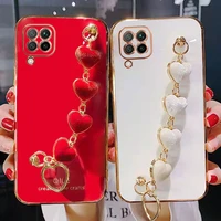 electroplated love heart bracelet phone case for huawei nova 8i 3 3i 5t 7i 4 8 p20 p30 p40 lite p50 pro v40 cover luxury coque