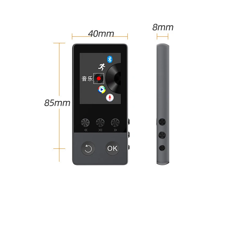 Новый металлический Bluetooth MP4 плеер 8 Гб 1 дюймовый экран воспроизведение 50 часов с