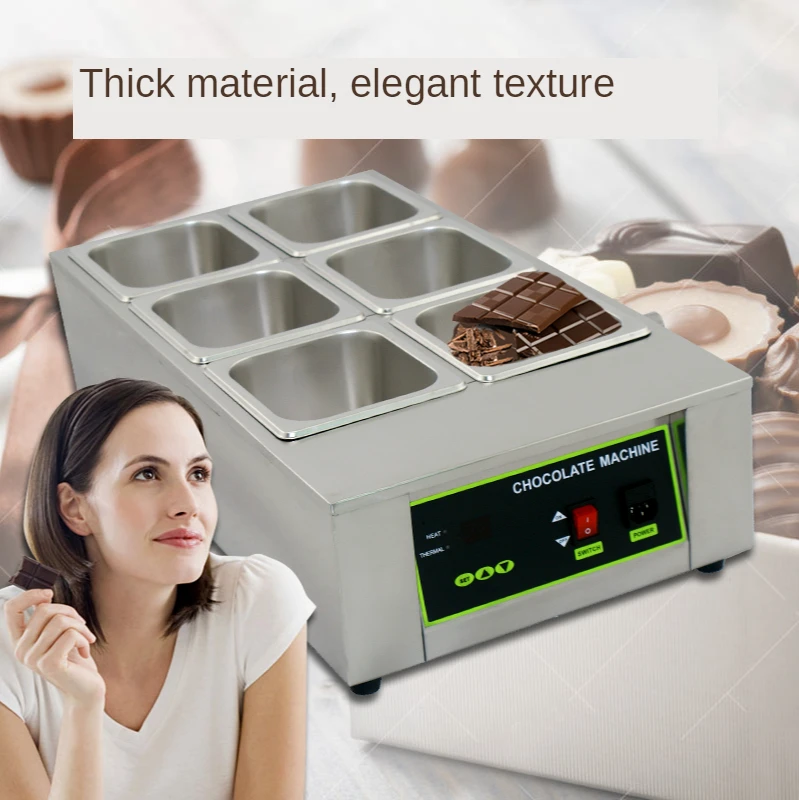 

220V 110V Electric Chocolate Melting Machine 6 Grids Water Insulation Heating Chocolate Melting Pot Warmer Melter Top Quality