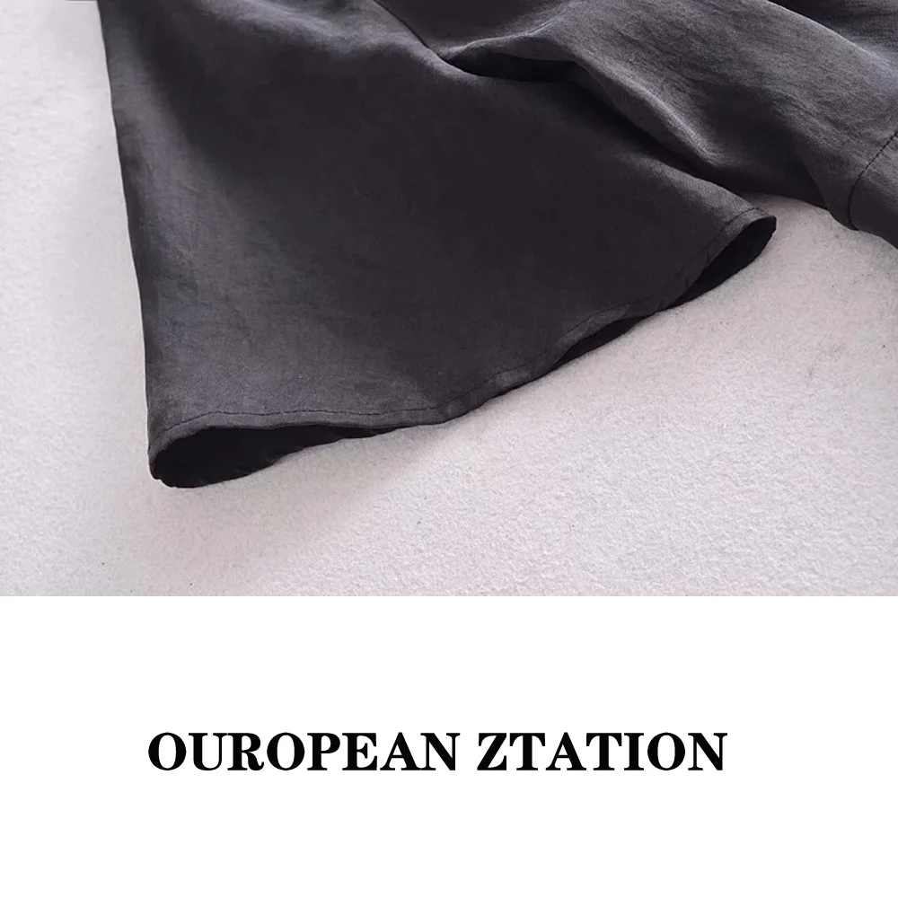 

Za Summer women holiday Single breasted lapel black Dress Short Sleeve Mini Dresses sweet Cute small fresh Slim A-Line Vestidos