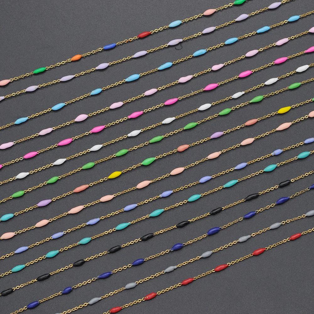 30 м/лот из нержавеющей стали Позолоченные Овальные эмалевые diy цепочки для