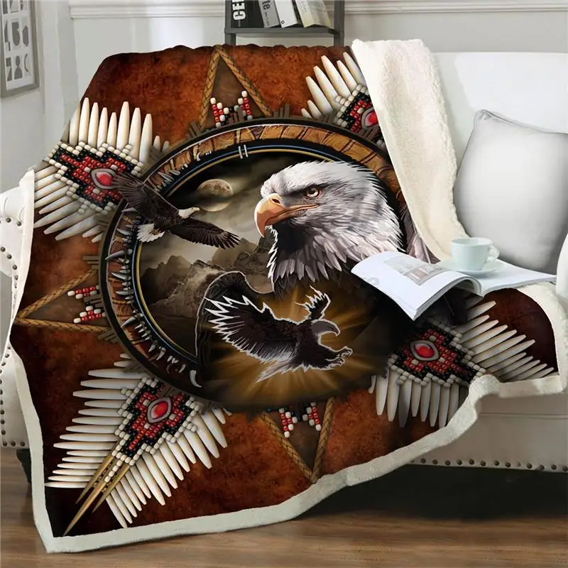 

Adler 3D druck Sherpa Decke Hause Textilien Couch Abdeckung Werfen Verdicken Decken Bettdecke Weichen Hause Flauschigen Pl