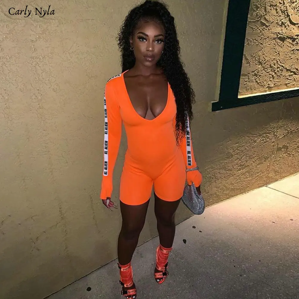 Carly Nyla Женский фитнес обтягивающий комбинезон сексуальный v-образный вырез с