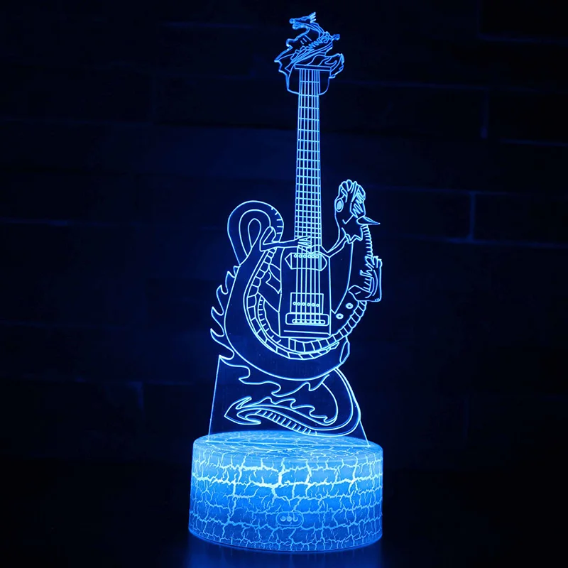 Музыкальная нота рок-гитара 3D лампа светодиодный светильник 7 цветов сенсорный