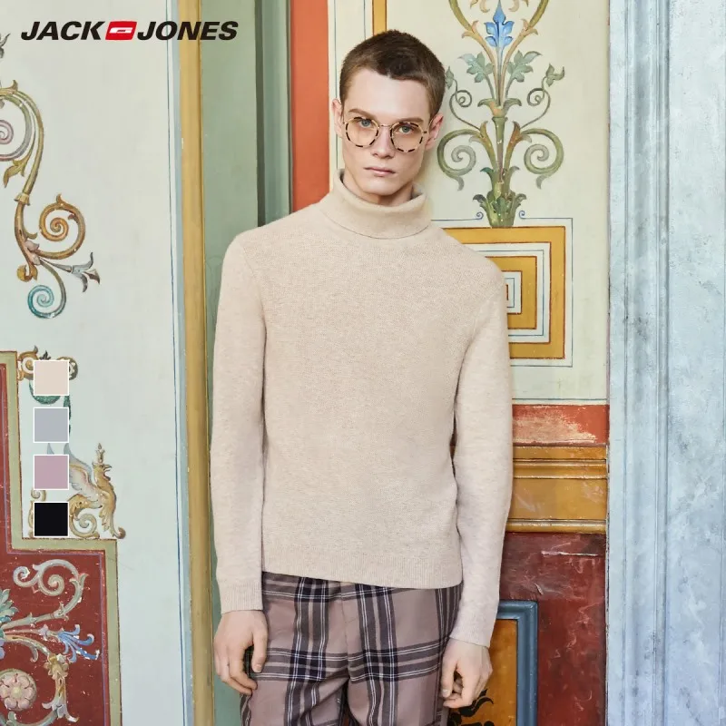 Мужской повседневный базовый свитер JackJones с длинными рукавами и высоким