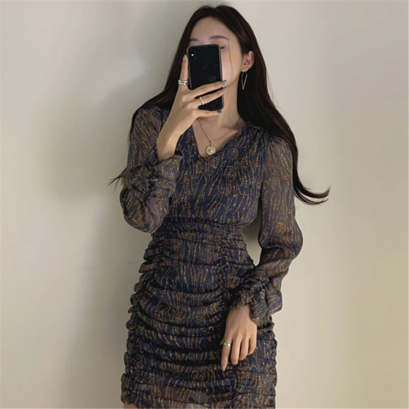 Женское платье с высокой талией Alien Kitty изящное элегантное длинными рукавами и