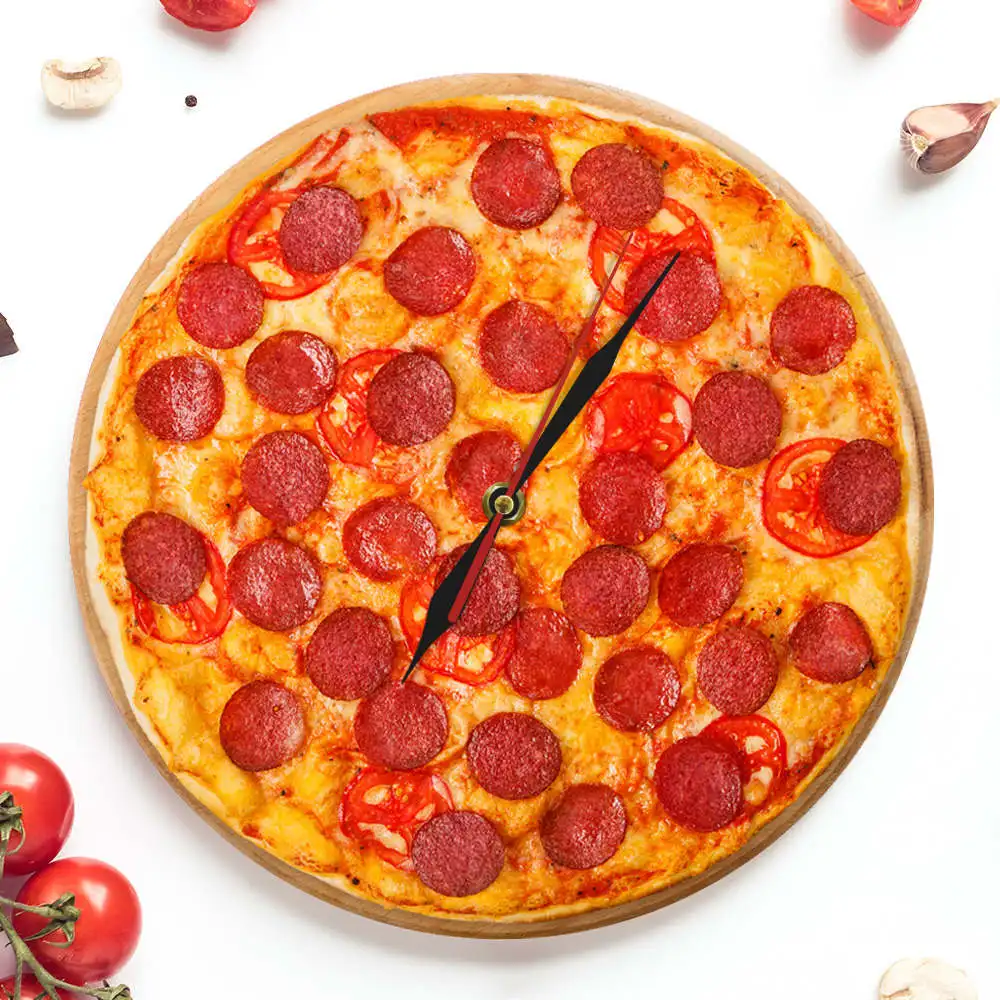 Декоративные настенные часы для пиццы акриловые современные наручные с принтом
