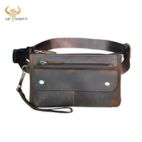 crazy horse leather men casual fashion travel fanny waist belt bag chest sling bag design bum 7 phone case pouch male 8136
