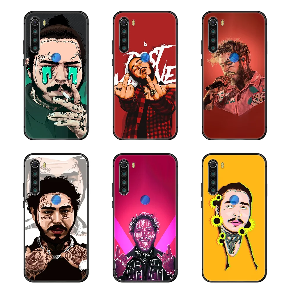 Чехол для телефона Post Malone Корпус Корпуса XIAOMI Redmi 7a 8a S2 K20 NOTE 5 5a 6 7 8 8t 9 9s pro max черный |