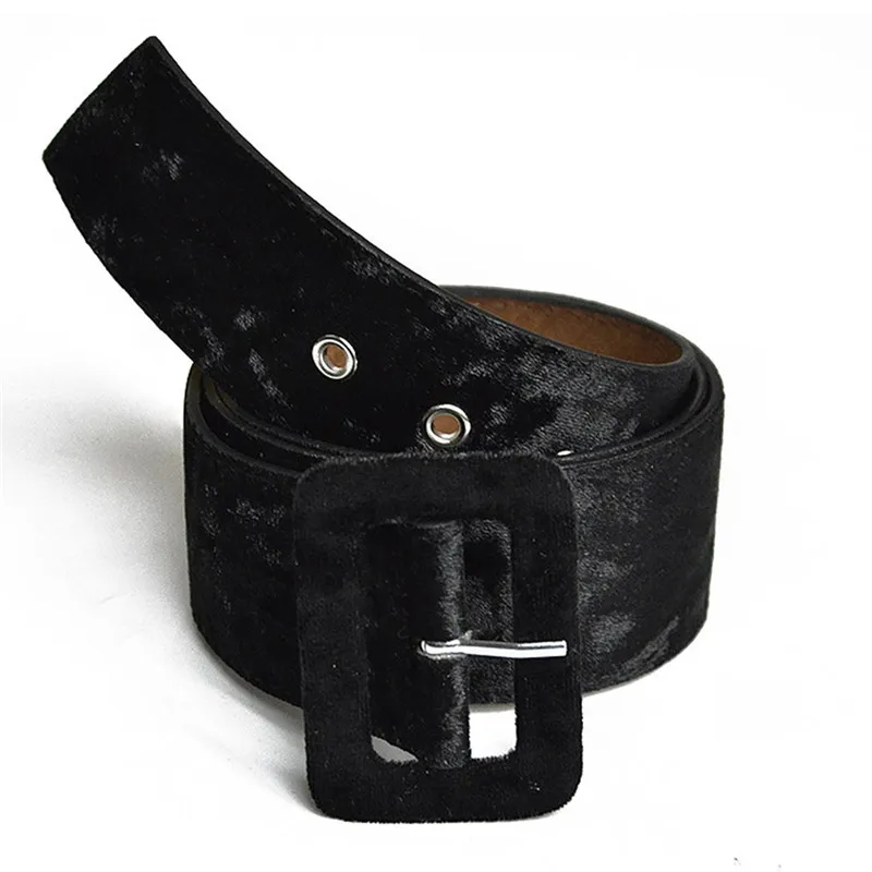 130cm Black Wide Buckle Velvet Belt Female Dress Belts Decorate Waistband | Аксессуары для одежды