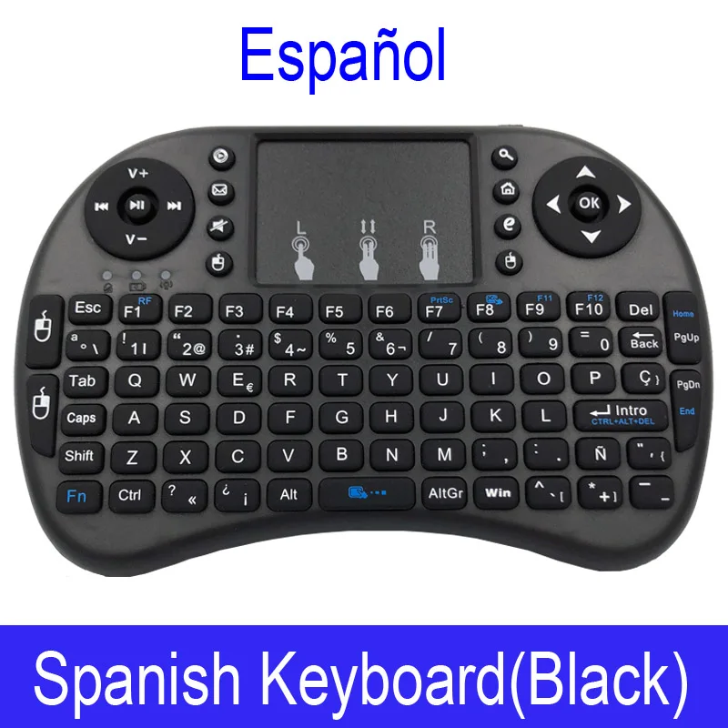 No Backlit Spanish Air-mouse Touchpad Tv-Box пульт дистанционного управления Русский Испанский Английский с подсветкой I8 Мини беспроводная клавиатура - Цвет: No Backlit Spanish