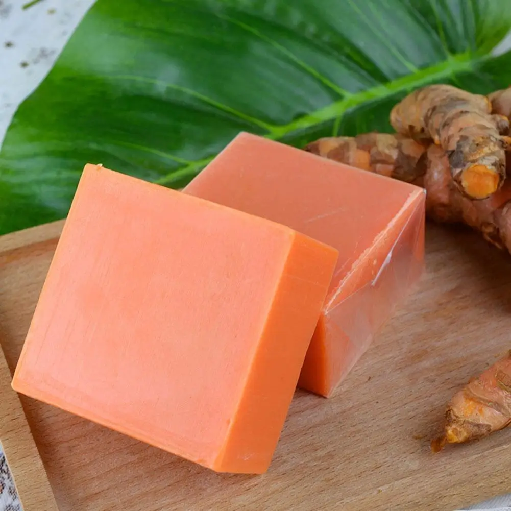 

1pcs Turmeric Soap Herbal Natural Scrub Cleaning Nourishing Removal Acne Mite Car Soap Treatment Oil-Control Face Skin Whit W2E6
