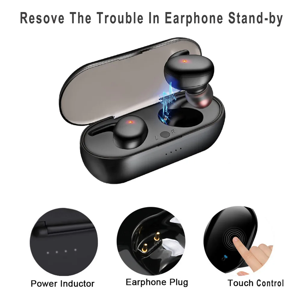 

Y30 Bluetooth Headphones 5.0 Touch TWS Binaural Stereo In-ear Noise Reduction True Wireless Headset with Charging Compartment