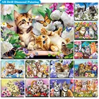 Алмазная живопись AB с котом, квадратная 5d Вышивка своими руками, распродажа, вышивка крестиком с животными, набор мозаики из страз, украшение для дома