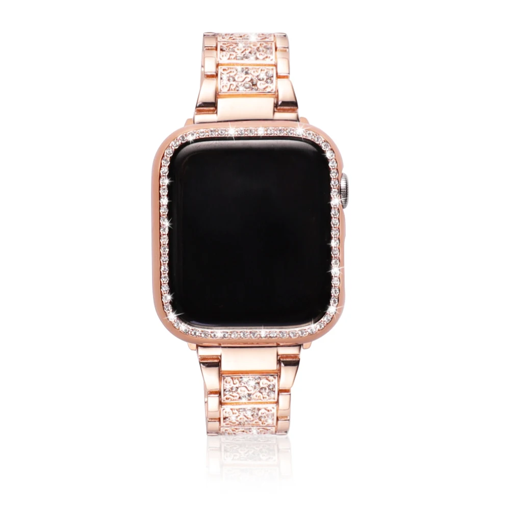 

Strap + Case Suitable for Apple Watch 40mm 44mm 38mm 42mm band for iwatch series 5 4 3 2 1 stainless steel diamond bracelet