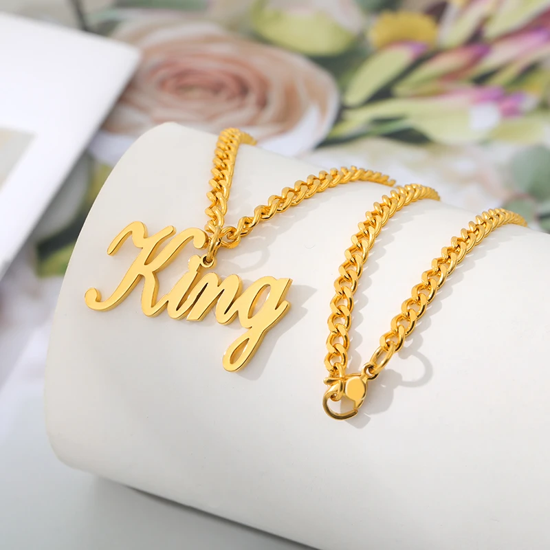 Пользовательское имя ожерелья для мужчин и женщин из золота 3 мм золотая цепочка