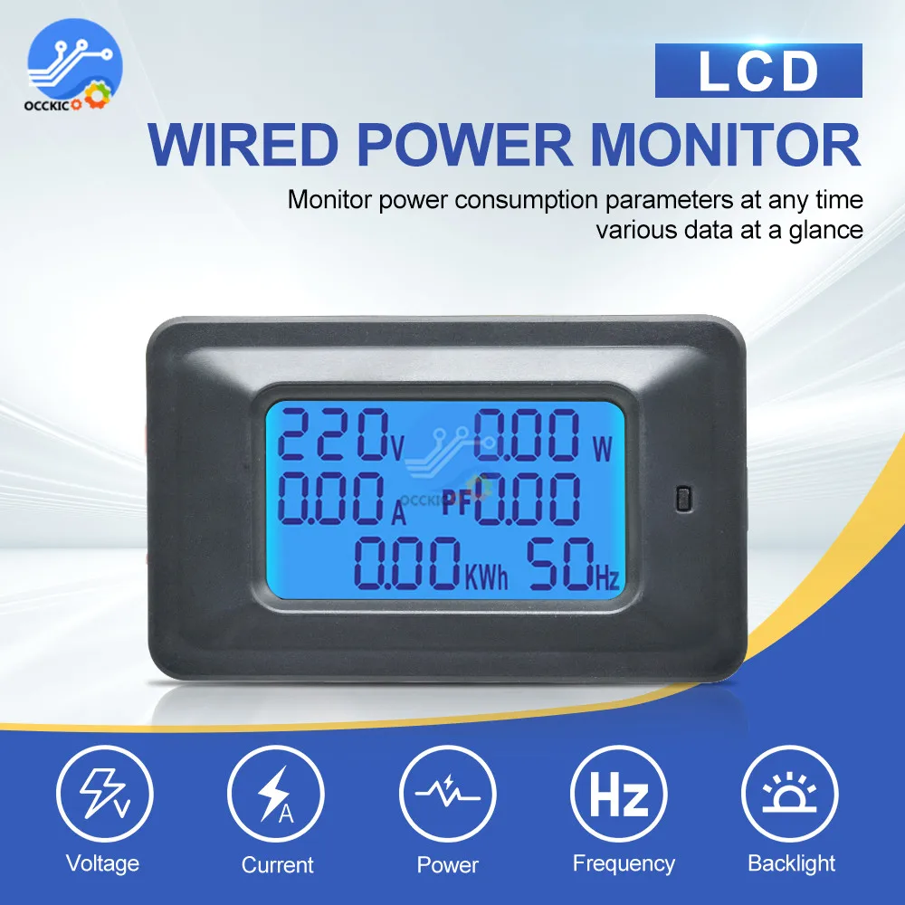 AC 110-250V 20A/100A Voltmeter Energy Power Tester 6in1 LCD Digital Display Voltage Current Indicator for Battery Accesory | Электроника