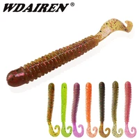 10pcslot worms silicone soft bait 65mm 1 3g jig wobblers fishing lures attractive shrimp odor salt swivel tail bass carp tackle