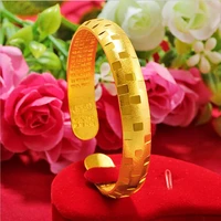 new cuff 24k gold bangles ethiopian fashion gold opening bangles for women african bride wedding rhombus bracelet jewelry gifts