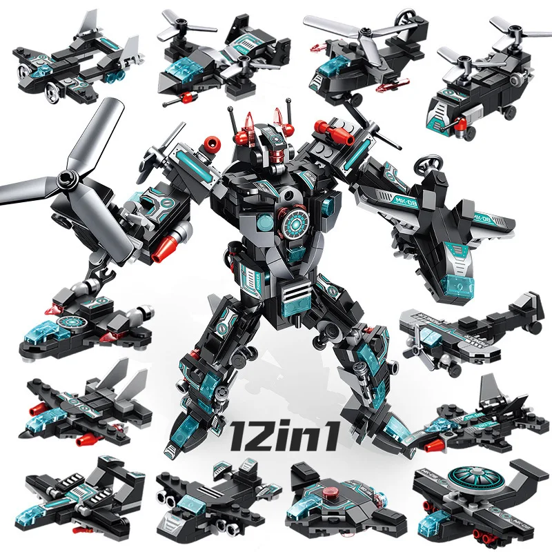 

PANLOS 12 IN 1 Super Pioneer Robot Anime Figure Toys Deformation Fighter Machine Building Blocks Set Creative Gifts