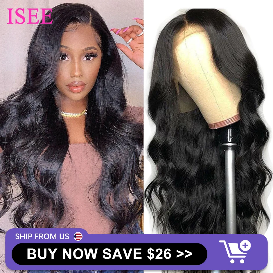 Парик ISEE Hair волнистые передние парики на сетке ПАРИКИ Full HD 4x4 для женщин