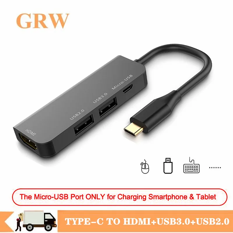 Переходник USB Type C на 3 0 2 концентратор HDMI Thunderbolt адаптер для MacBook Samsung Galaxy S9|Кабели