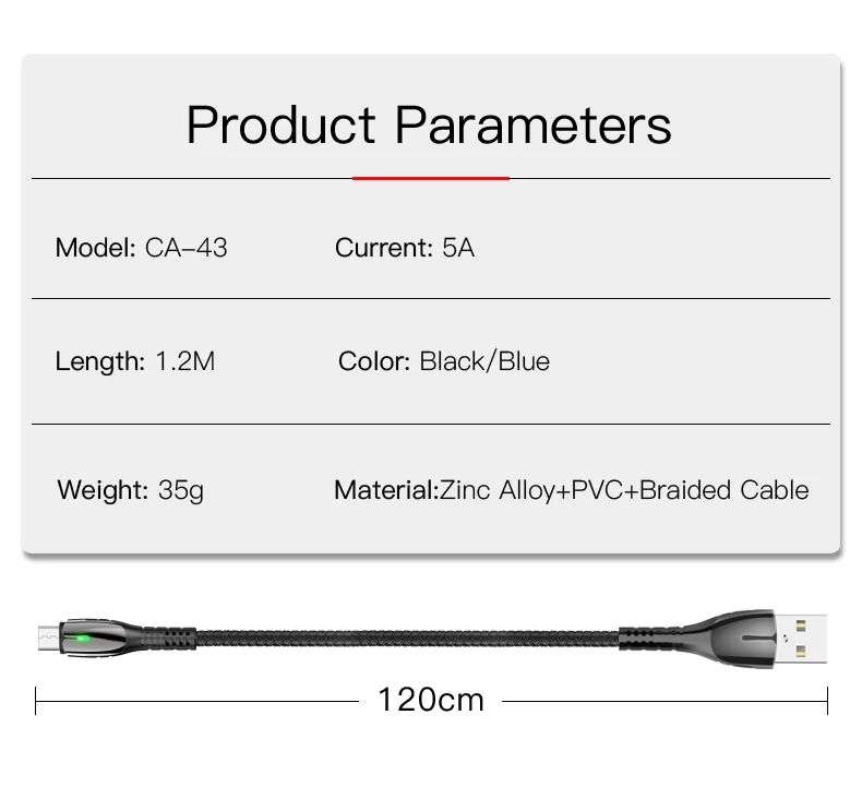 Yesido 2.4A светодиодное освещение Micro USB кабель для huawei mate samsung Xiaomi LG быстрое зарядное устройство Android Дата-кабель USB телефонный шнур