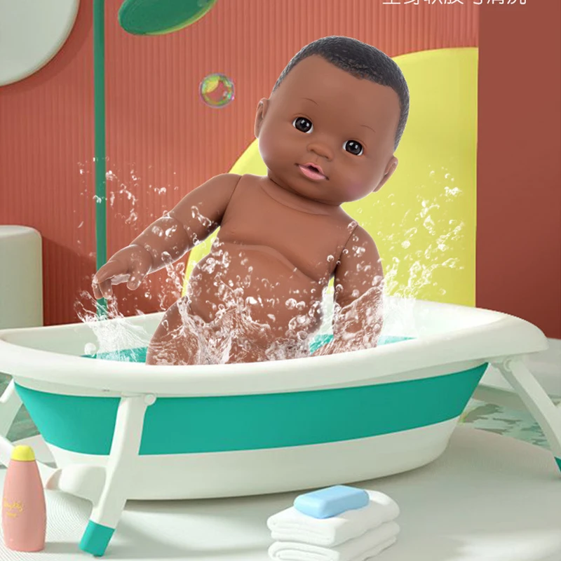 30 см черный Новорожденный Bebe куклы полный силиконовые для игры в ванне на день