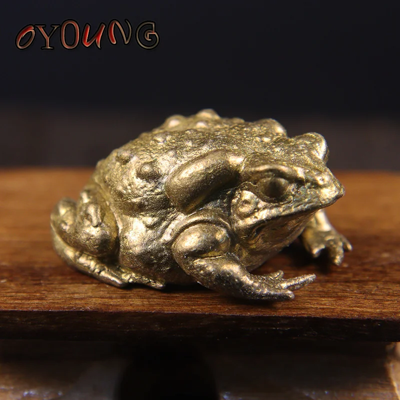 

Brass Golden Toad Lucky Tea Pet Vintage Simulation animal Figurines Miniatures Home Office Desk Ornament Car Decoration Crafts