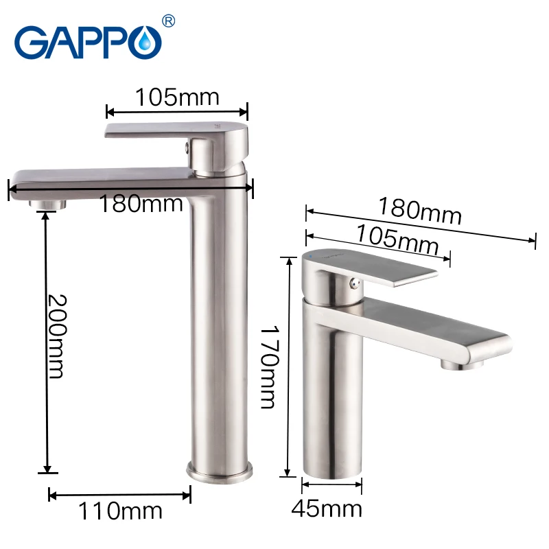 Смеситель для раковины GAPPO высокий кран из нержавеющей стали водопад ванной
