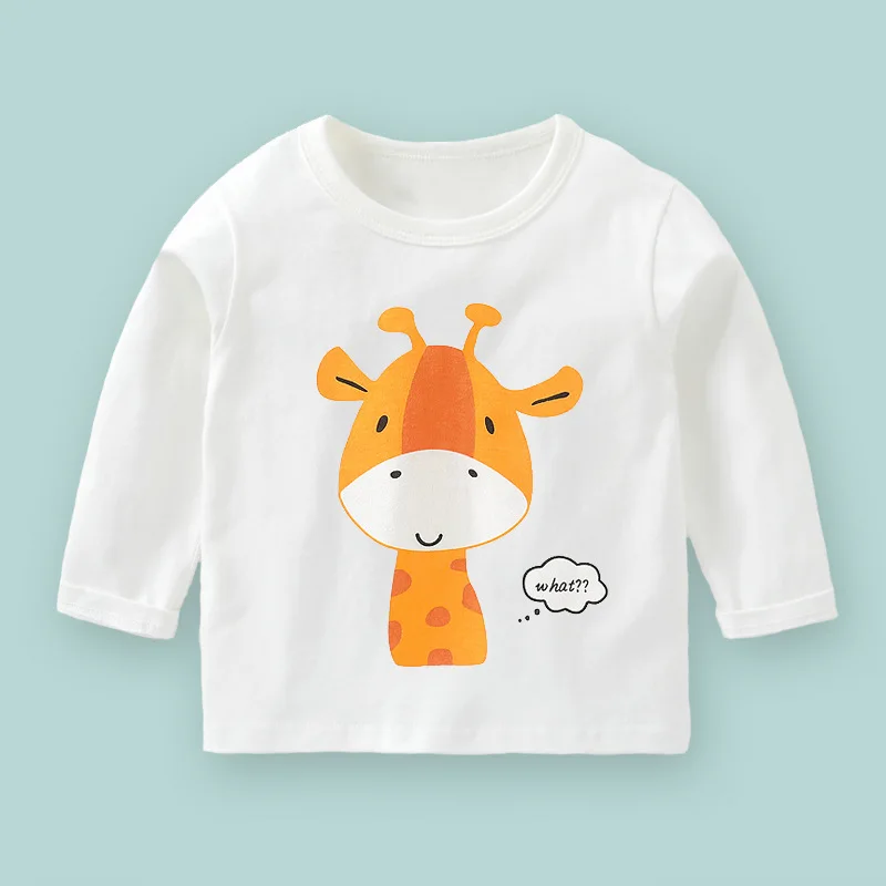 

Children Autumn Clothes Kids Spring Long Sleeve Tees Baby Boys Girls Cotton Tops Cartoon Animal Designed T-shirt O-Neck Clothing