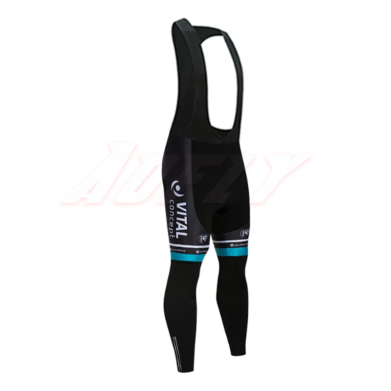 Thin black bib Новая команда VITAL Велоспорт Джерси нагрудники брюки набор Ropa Ciclismo мужские зимние термо флис pro велосипедная куртка Майо Одежда Белый Черный - Цвет: Thin black bib