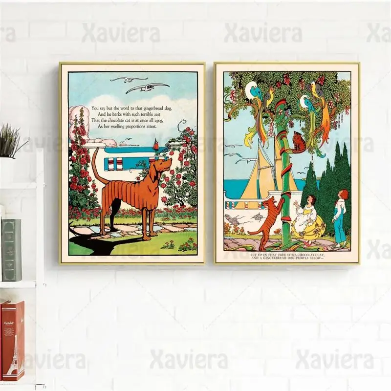 

Retro Cartoon Story Poster Wall Art Vintage Painting Canvas Prints Wall Picture for Living Room Home Decor Nursery Mural Unframe
