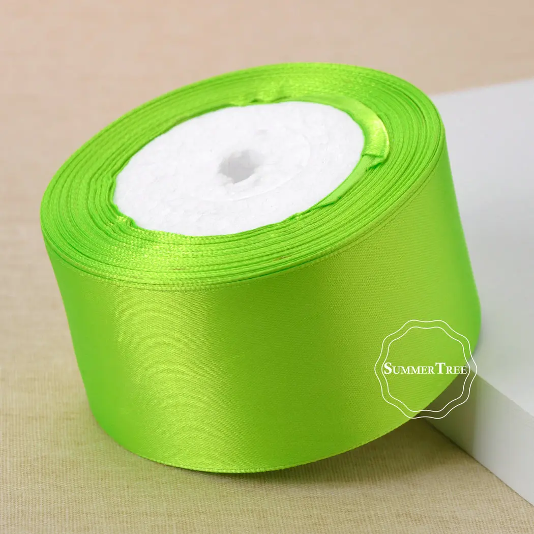 Light green 25 ярдов атласная лента 6 мм 10 мм 15 мм 25 мм 38 мм 50 мм Свадебная вечеринка ручной работы DIY подарок ремесла украшения на день рождения упаковка - Цвет: Light green