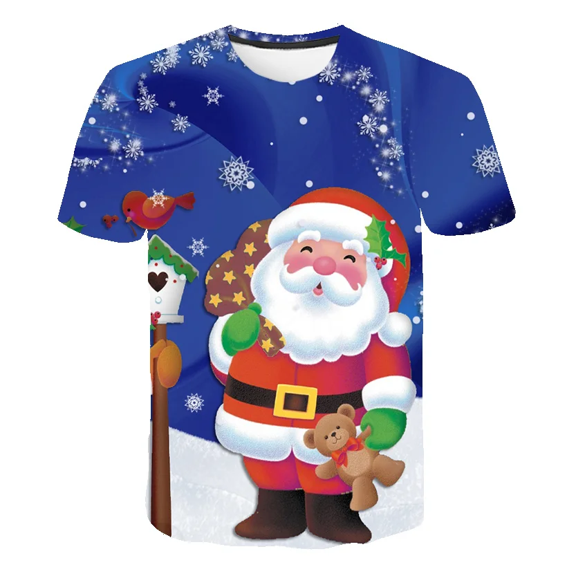 

3D Print Cute Cat Kid T-shirts Christmas 2020 Snowman Child Crystal Ball Summer Short Sleeve Coat Streetwear Family Clothing