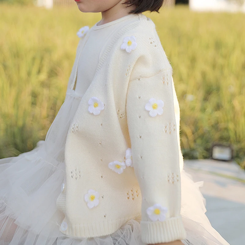 Весенне осенний Детский свитер вязаный для маленьких девочек Модная вязаная