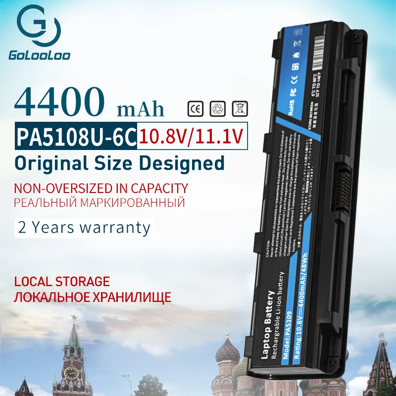 6cell 4400mAh Laptop Battery for Toshiba PA5109U-1BRS PA5108U-1BRS PA5110U-1BRS PABAS271 C40-AD05B1 C45-ASC1B C55 C55D C70 C75