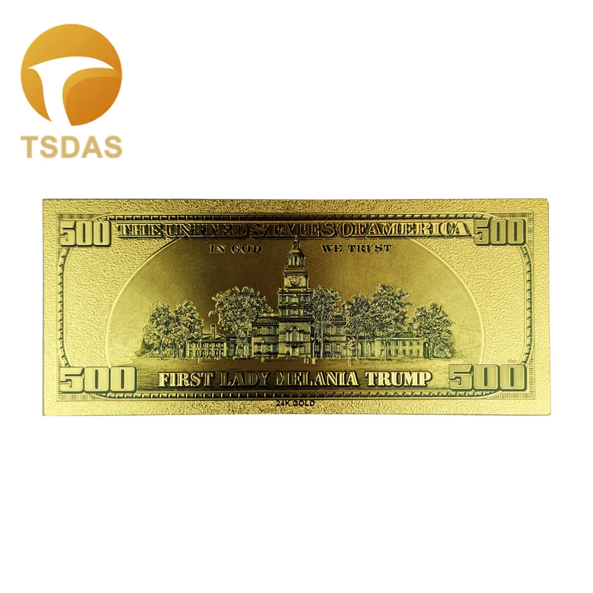 Banknotes 500 Dollars Melanie Trump Gold Decoration Commemorative Notes Collection Home Decoration 24K Gold Plated Dollars