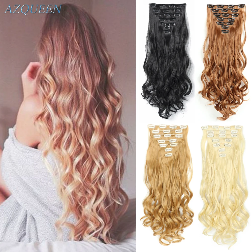 Синтетические зажимы для волос 16 зажимов длинные прямые волосы наращивания