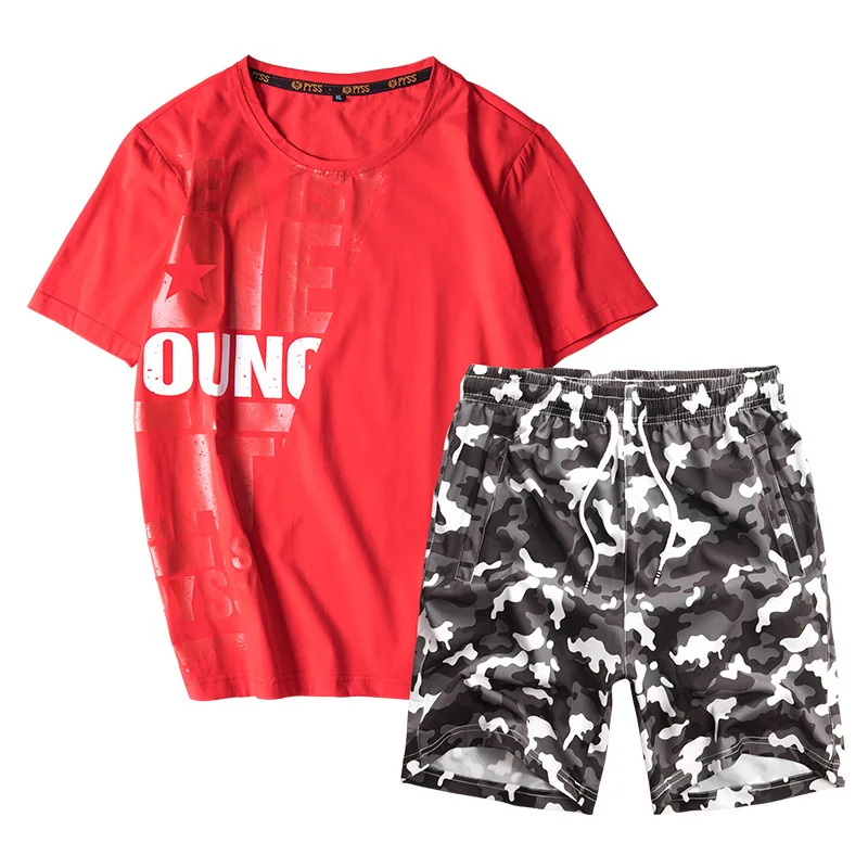 8XL Летняя мужская спортивная одежда спортивный костюм с короткими рукавами