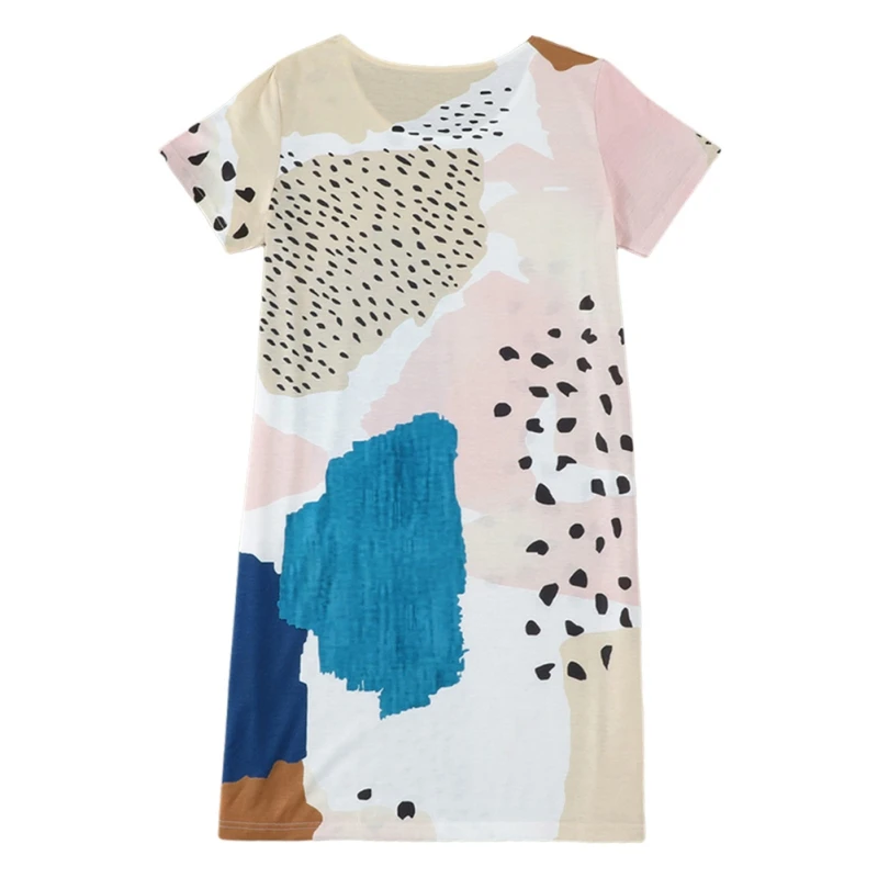 

Female Summer Loose Casual A-line Dress Pullover Spotted Mid-length Short-sleeved Vestidos Vestidos Femme vestido de mujer