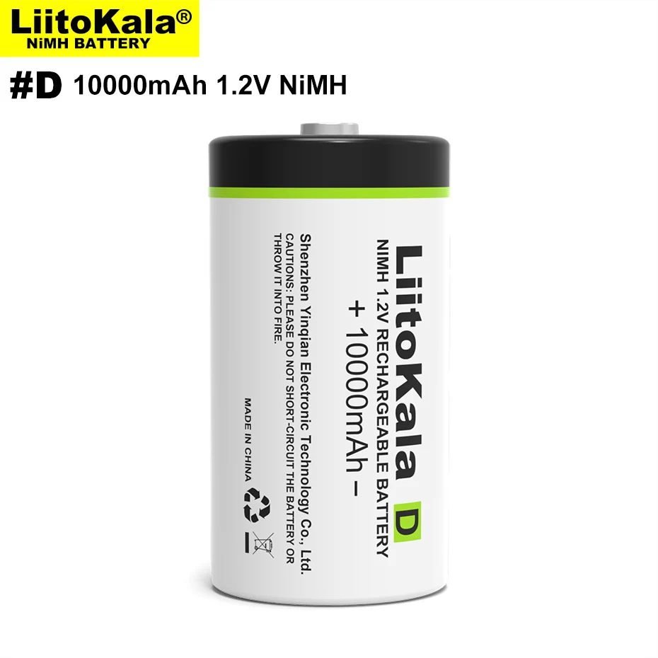 

LiitoKala D Size Battery D Cell 10000mAh Huge Capacity Ni-MH Rechargeable D Batteries for Water heater